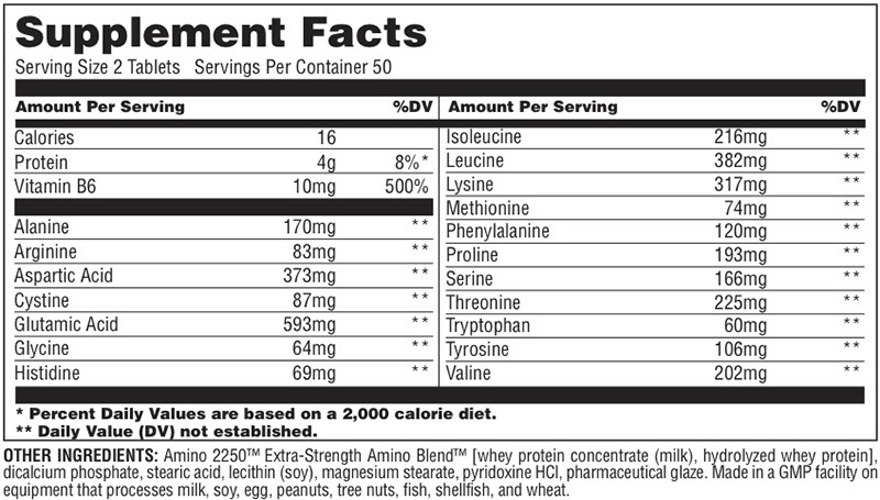 Universal Amino 2250 Supplement Facts