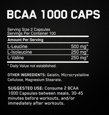 Optimum Nutrition BCAA Caps Supplement Facts