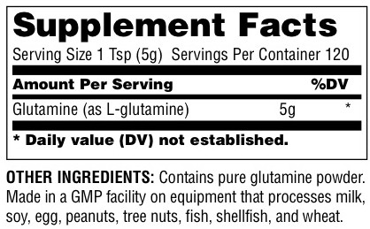 Universal Glutamine Supplement Facts