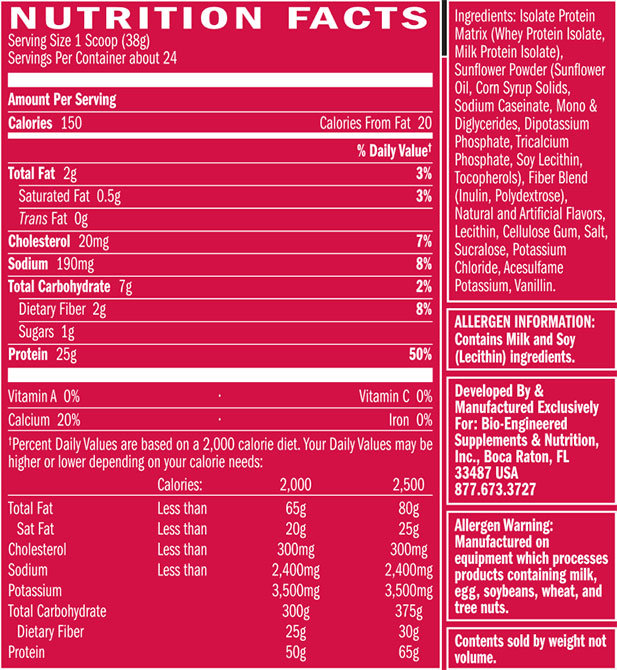 Syntha-6 Isolate Nutrition Facts