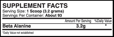 Beta Alanine 3000 Supplement Facts