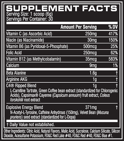 C4 Ripped Supplement Facts