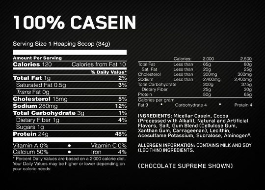 ON Casein Supplement Facts