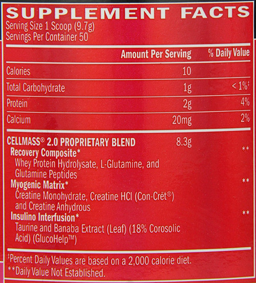 Cellmass 2.0 Supplement Facts
