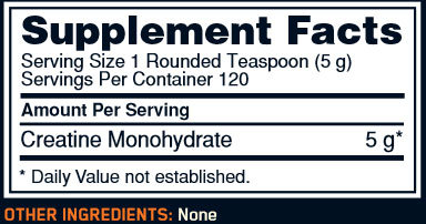 Optimum Creatine Powder Supplement Facts