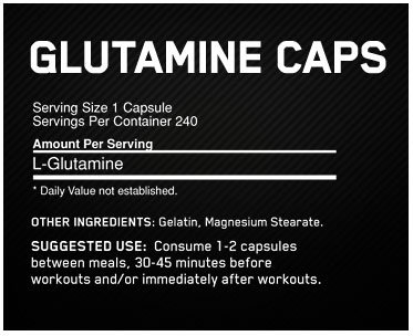 ON Glutamine Caps Supplement Facts