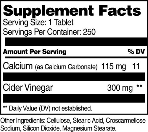 21st Century Apple Cider Vinegar Supplement Facts