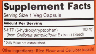 NOW 5-HTP - VCaps Supplement Facts