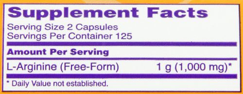 NOW L-Arginine Caps Supplement Facts