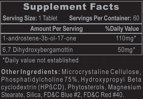 1-Testosterone Supplement Facts Label