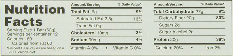 B-UP Protein Bars Nutrition Facts