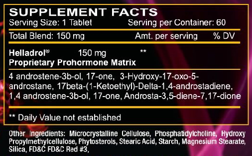 Helladrol Supplement Facts Image