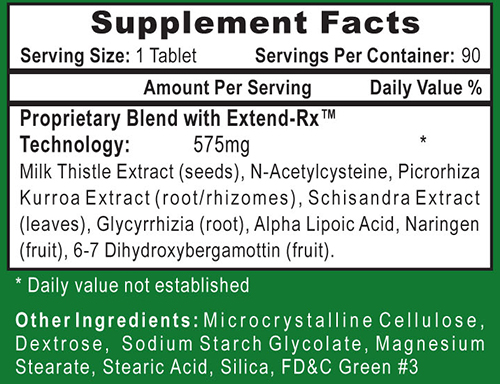Liver Rx Supplement Facts Image