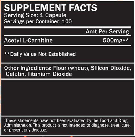 Formutech Nutrition Acetyl L-Carnitine Supplement Facts