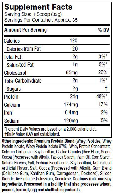 Nitro Tech Whey Gold Supplement Facts