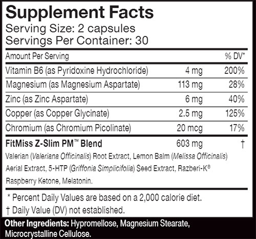 FitMiss Z Slim PM Supplement Facts