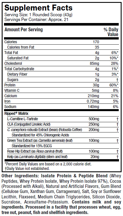 Nitro Tech Ripped Supplement Facts