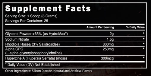 Hype Extreme Supplement Facts