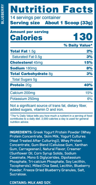 Greek Yogurt Protein Supplement Facts