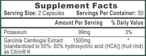 Hi-Tech Pharmaceuticals Garcinia Cambogia Supplement Facts Image