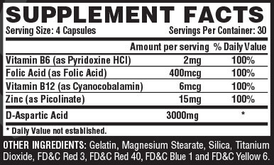 T-UP Supplement Facts Image