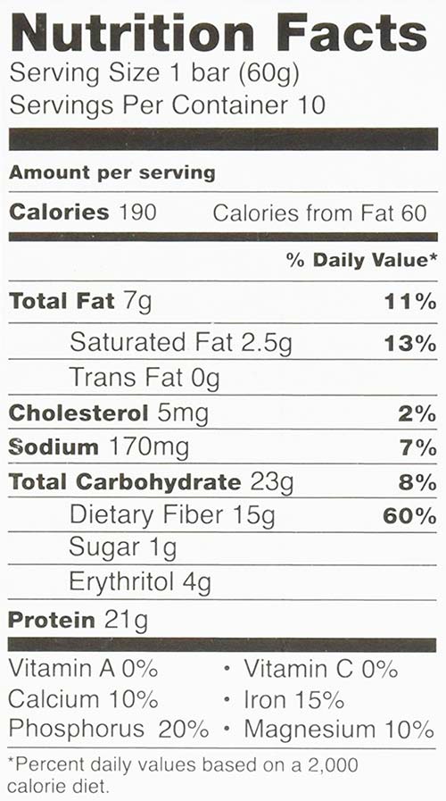 Kirkland Protein Bars Nutritional Facts