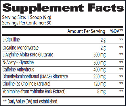 Hellion Pre Workout Supplement Facts