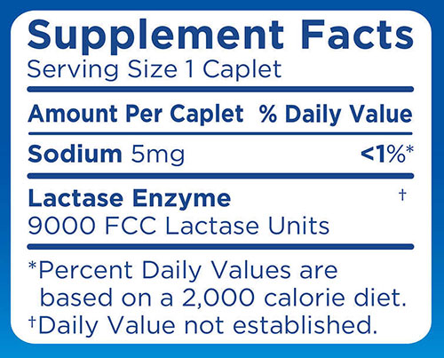 Lactaid Fast Act Supplement Facts