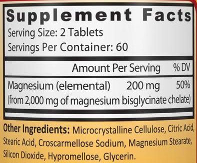 Magesium Bisglycinate Supplement Facts