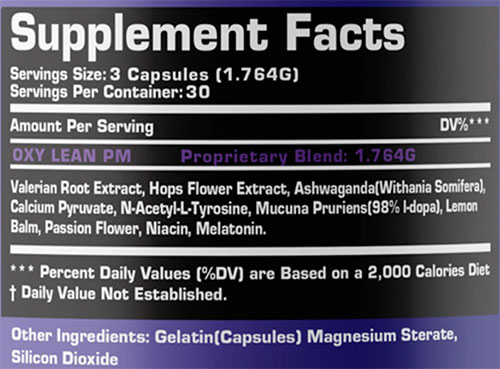 Oxy Lean PM Supplement Facts