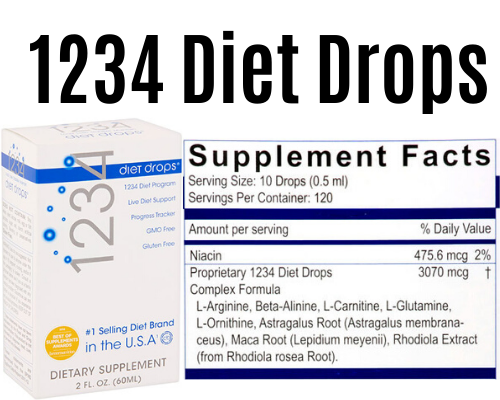 1234 diet drops product + Label