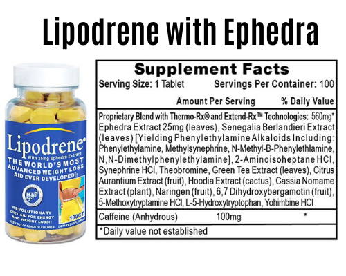 lipodrene with ephedra product + Label