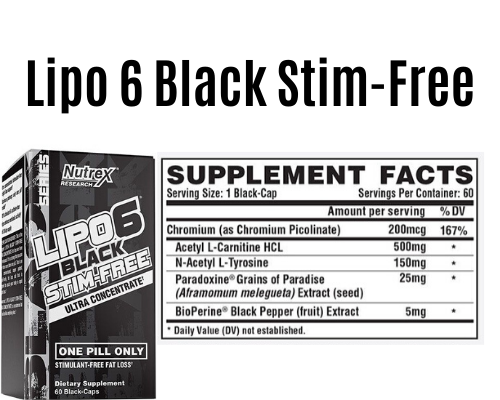 lipo 6 black stim free product + Label