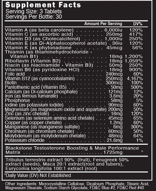 Blackstone Labs Multi Supplement Facts Image