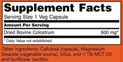 NOW Colostrum Supplement Facts