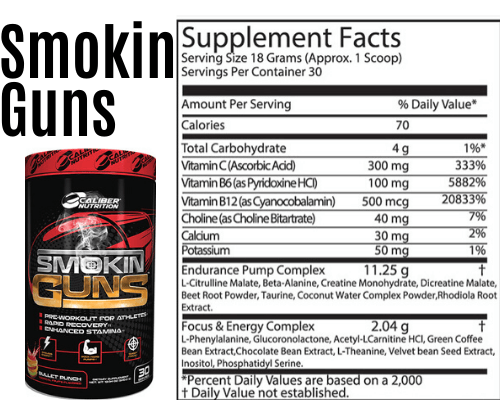 Smokin Guns Supplement facts top pre workout