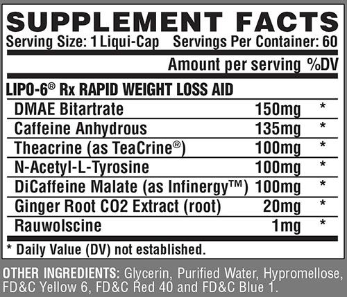 Lipo 6 Rx Supplement Facts