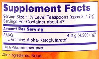 NOW AAKG Supplement Facts