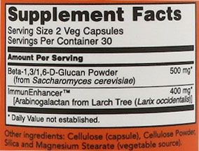 NOW Beta Glucans Supplement Facts