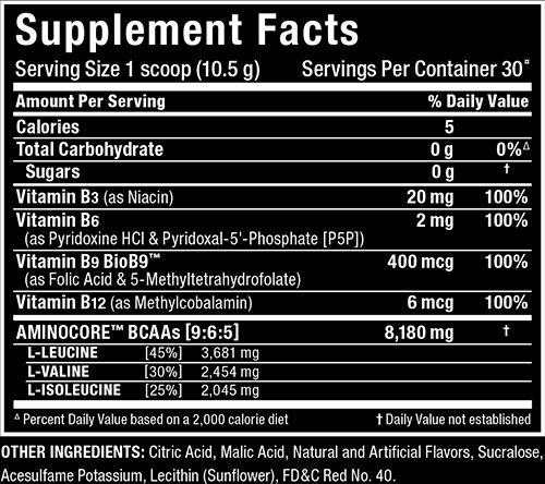 Aminocore Supplement Facts
