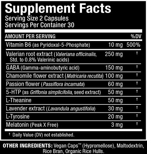 Allmax Lights Out Supplement Facts