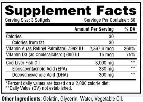 Metabolic Fish 3000 Supplement Facts Image