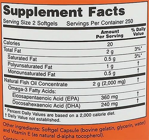 NOW Omega 3 Supplement Facts