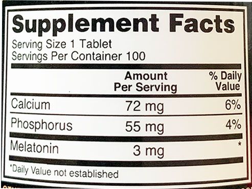 Optimum Melatonin Supplement Facts