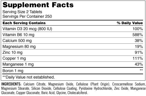 Kirkland Calcium Citrate Supplement Facts