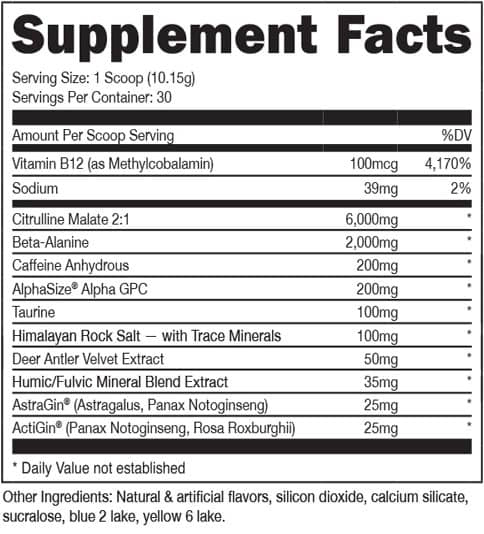 Bucked Up Black Supplement Facts