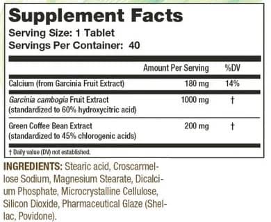 Fit and Lean Garcinia Supplement Facts