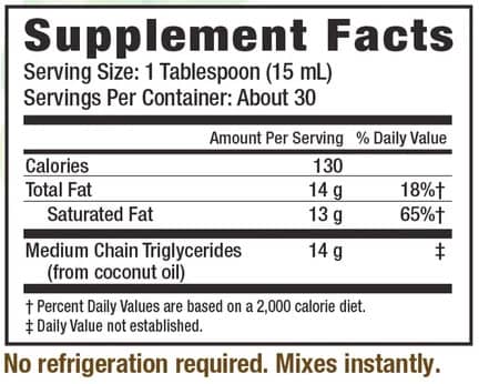 Fit and Lean MCT Oil Supplement Facts