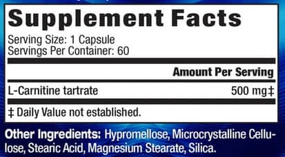 MHP L-Carnitine Caps Supplement Facts