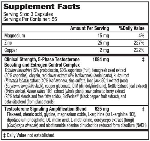 T Bomb Supplement Facts